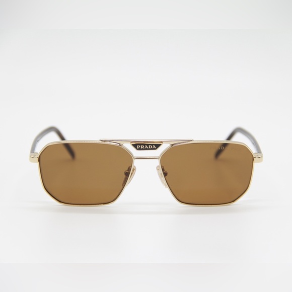 NEW PRADA POLARIZED SUNGLASSES PRADA PR58YS ZVN5Y1 GOLD BROWN EYEWEAR SPR 58Y - Picture 3 of 13